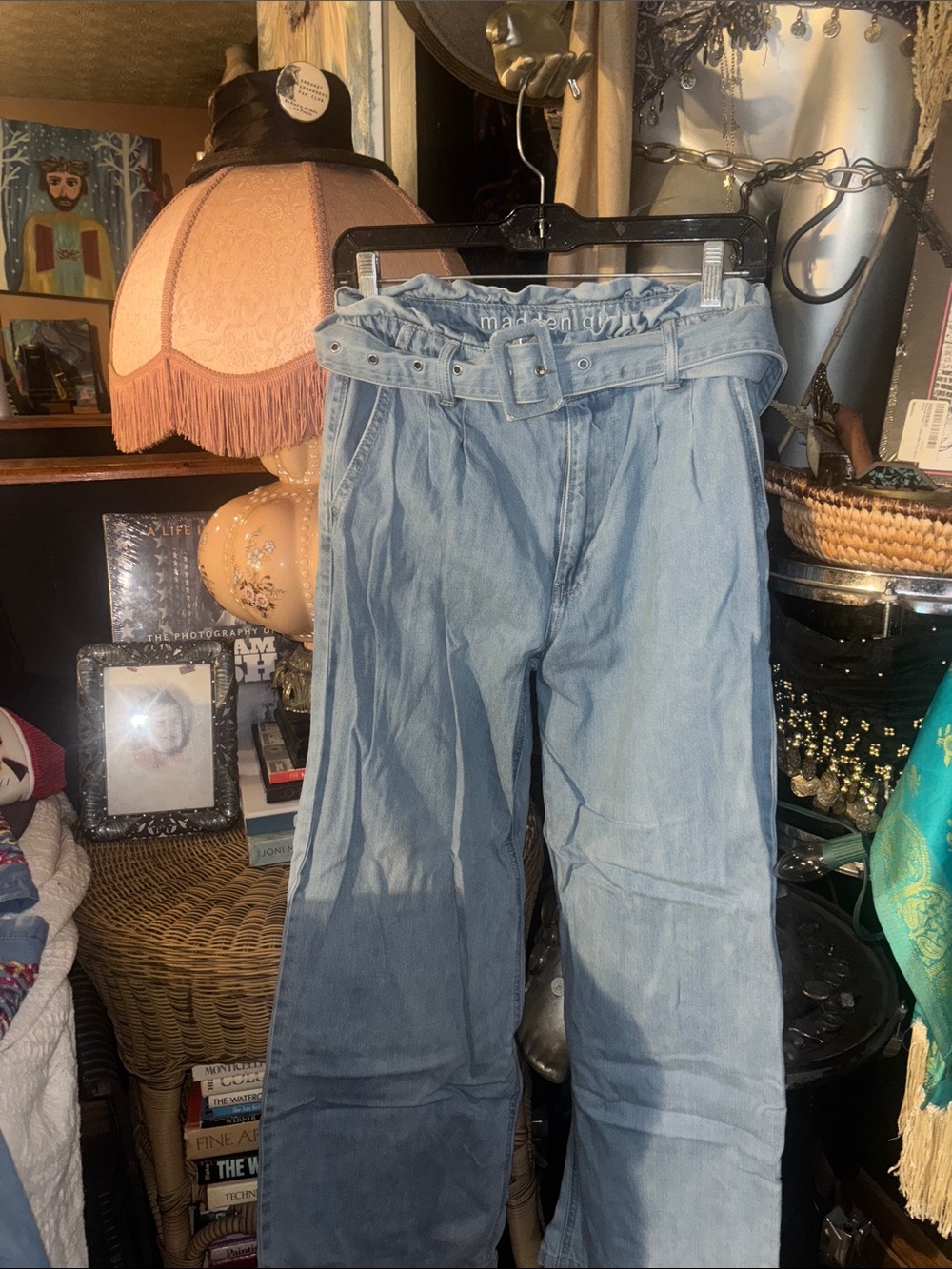 Madden Girl Light Blue Paperbag Waist Wide Leg Jeans